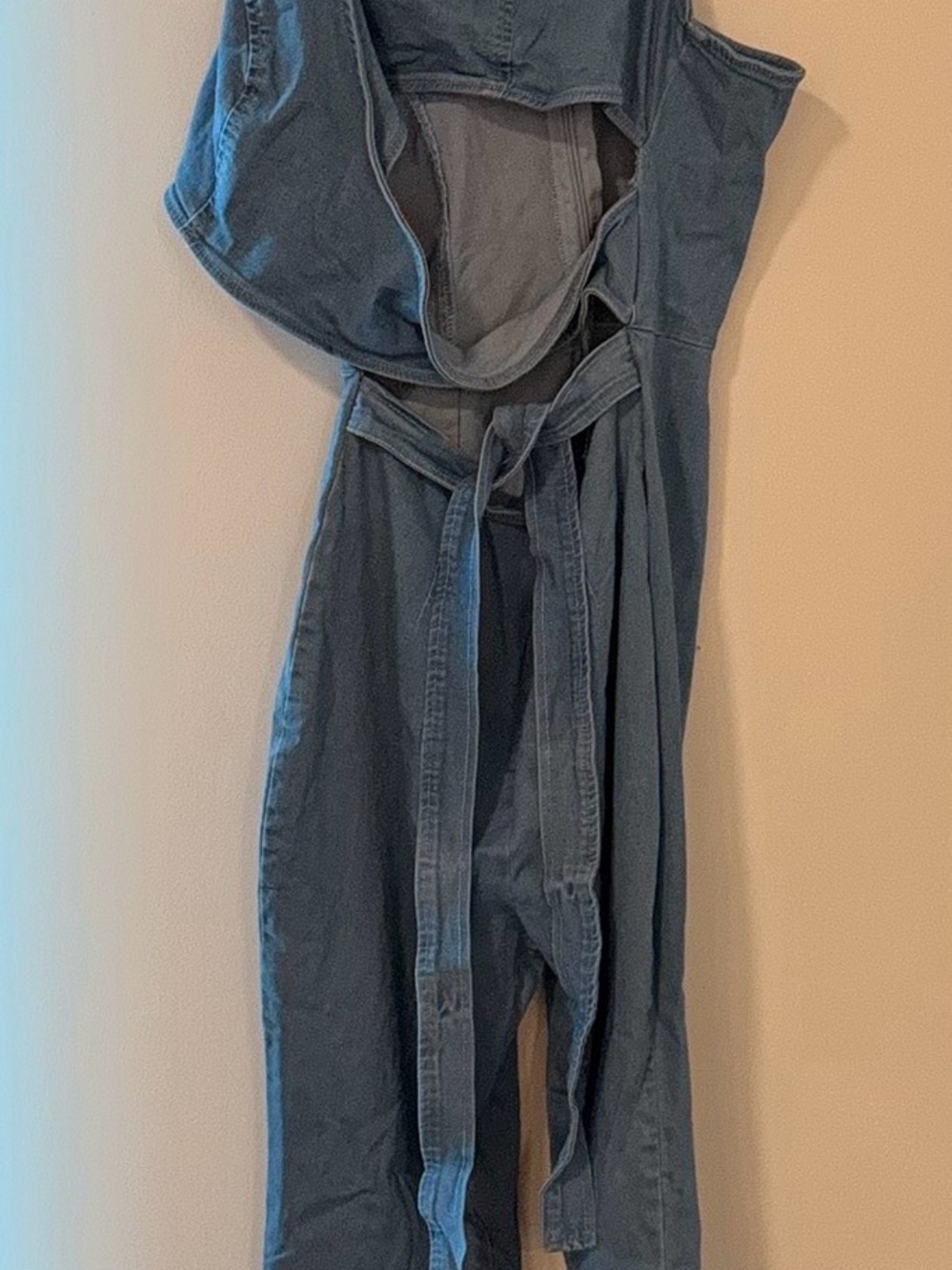 Fashion Nova Denim Tie-Waist Romper - Blue